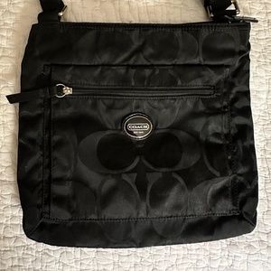 Black Coach nylon crossbody bag